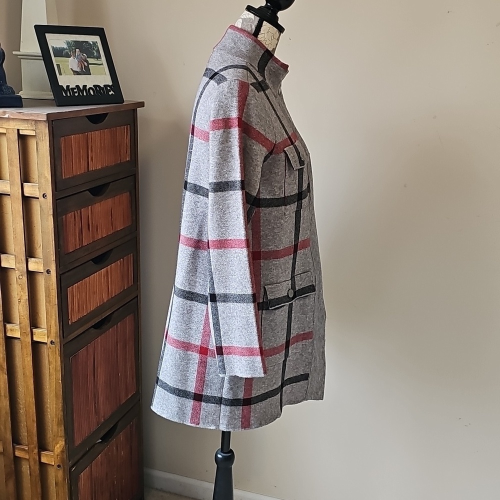 ANNE KLEIN PLAID SWEATER JACKET M - Picture 6 of 9